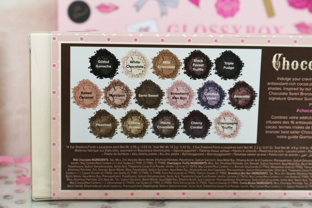 glossybox toofaced palette chocolate bar