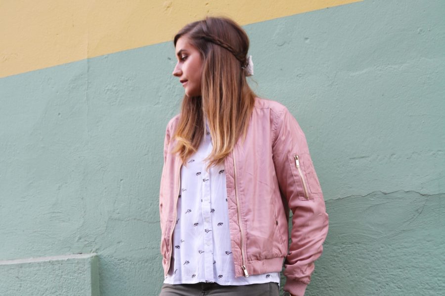 Look mode casual bomber rose
